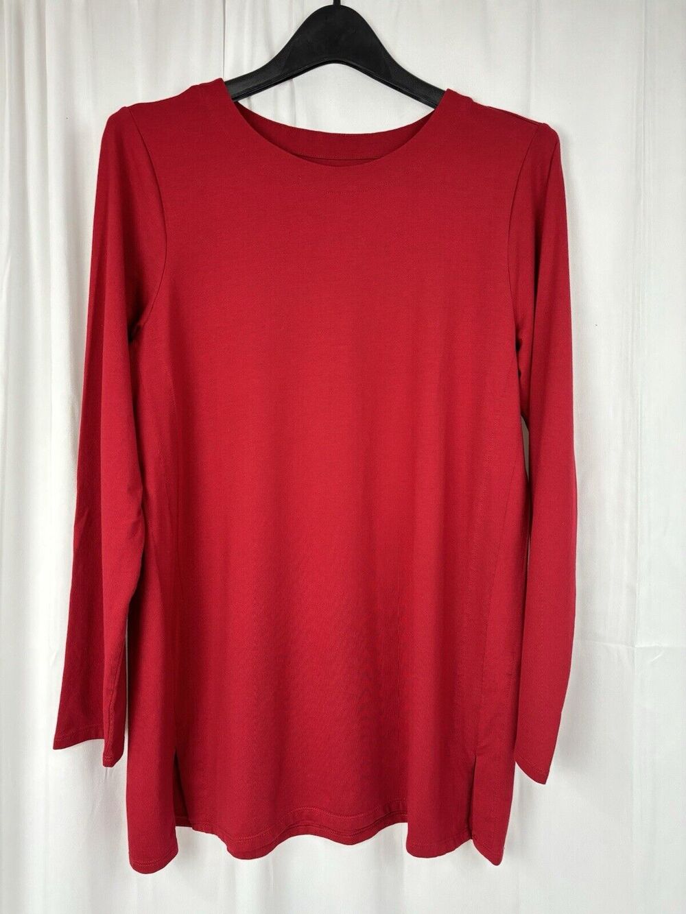 J. Jill Luxe Supima Forward Seam Tunic Top Shirt Red Long Sleeve Size M